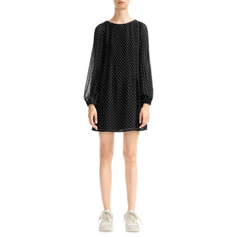 Maje Rockito Pleated Polka Dot Mini Dress